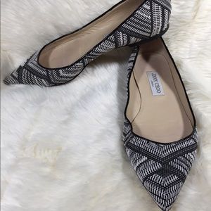 Jimmy Choo Alina Woven point tie black white 10